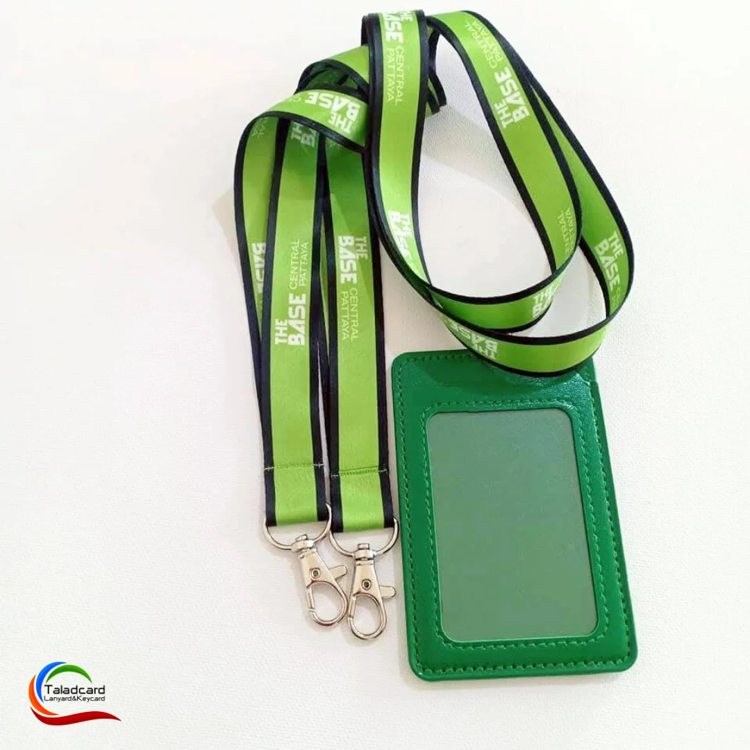 ชุดสายคล้องบัตรติดโลโก้เรซิ่น พร้อมซองหนัง